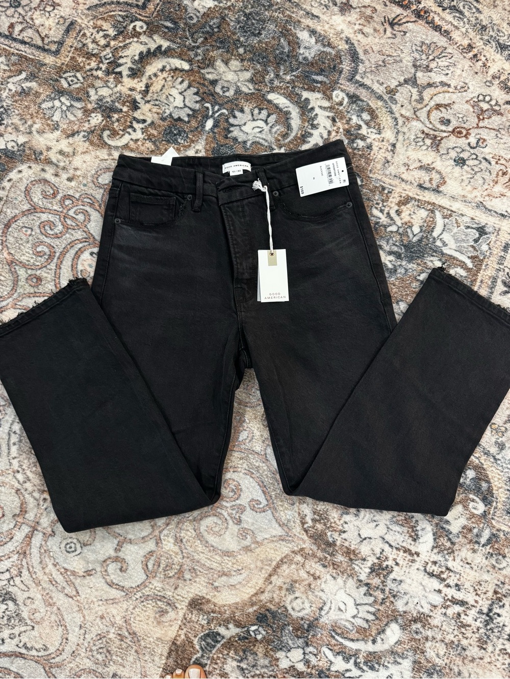 Good American Black Straight Leg Jeans